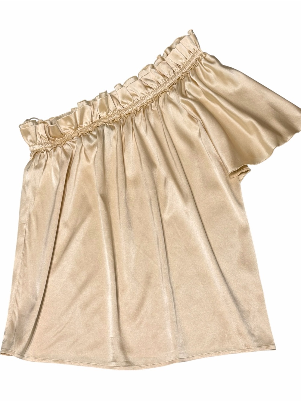 St. John Liquid Silk Asymmetric Top One Shoulder
Blouse Champagne Gold Sz 6 - Picture 10 of 15
